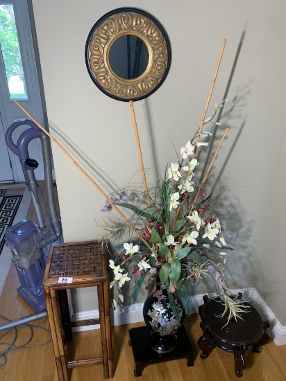 Group lot of Asian Decorative items, mirror