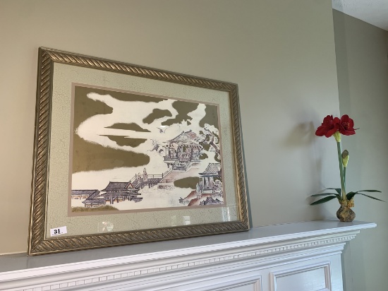Asian print and imitation flowers