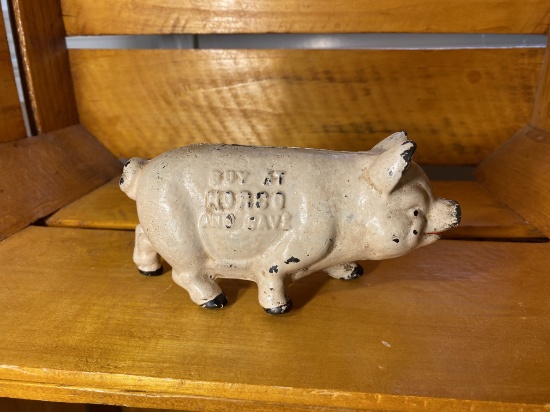 Antique Norco Advertising Pig Cast Iron Bank
