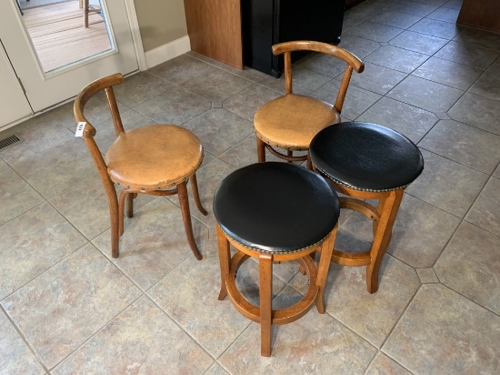 2 Bar Stools Plus 2 Asian Styled Stools