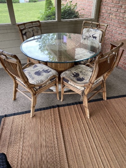 Bamboo patio set with glass top PLUS