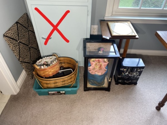 Longaberger baskets, stand, Asian items etc