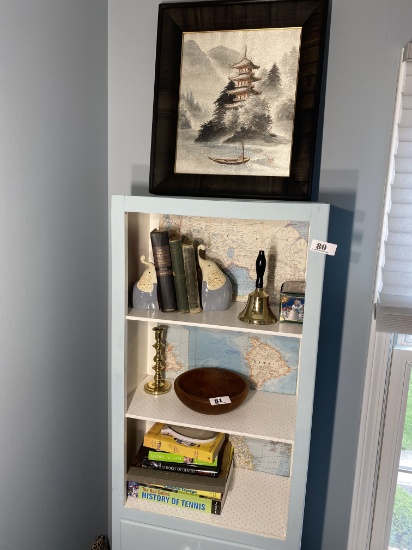 Contents of cabinet and silk picture lot