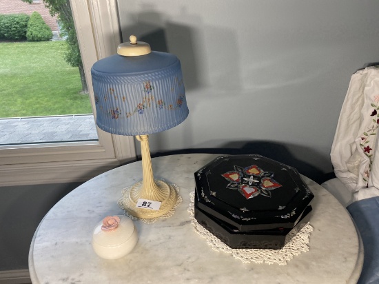 Bedside fairy lamp, lacquer container, ceramic piece