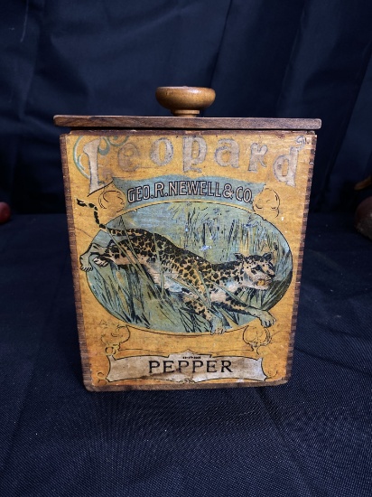 Antique Leopard Geo. R. Newell Pepper box
