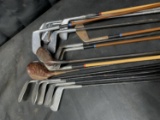 Group lot of vintage steel shaft golf clubs