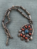 Unusual Native American Pawn Silver Necklace