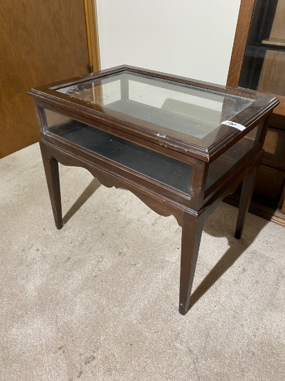 Vintage glass and wood display case/Stand