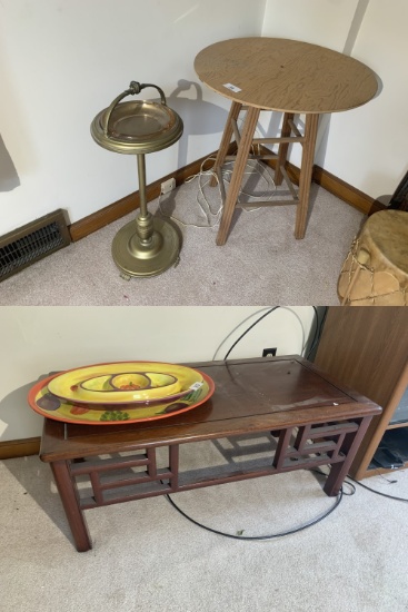 Lamp table, ashtray, coffee table lot