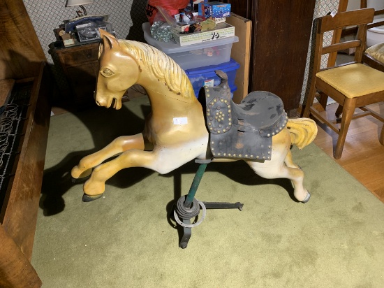 Antique wood Carousel Horse with Mount and Saddle