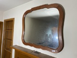 Vintage Bevelled glass mirror with wood frame