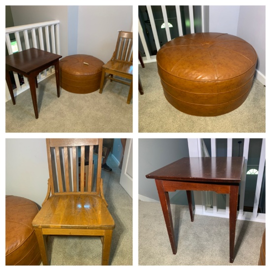 MCM Ottoman, Side Stand & Chair