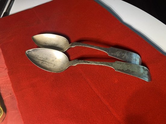 2 Sterling silver spoons by Hall & Elton