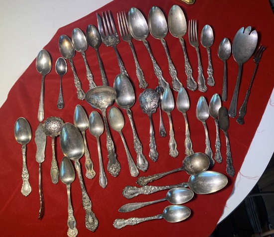 Large Group of Silver Plate Flatware