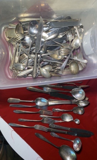 Large Group of Silver Plate Flatware