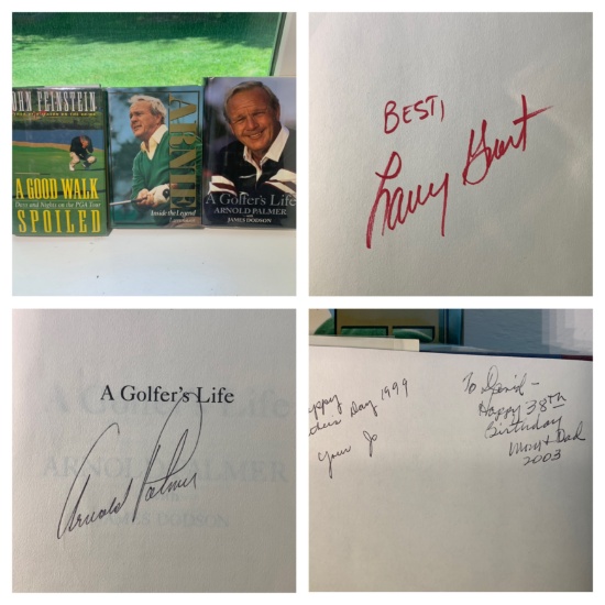 Signed Arnold Palmer & Author Signed Larry Guest  Books.  See photos for all signatures.