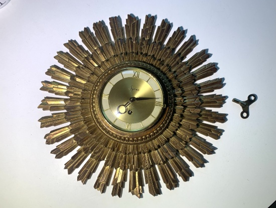 MCM Syroco Sunburst Clock 16 inches Across