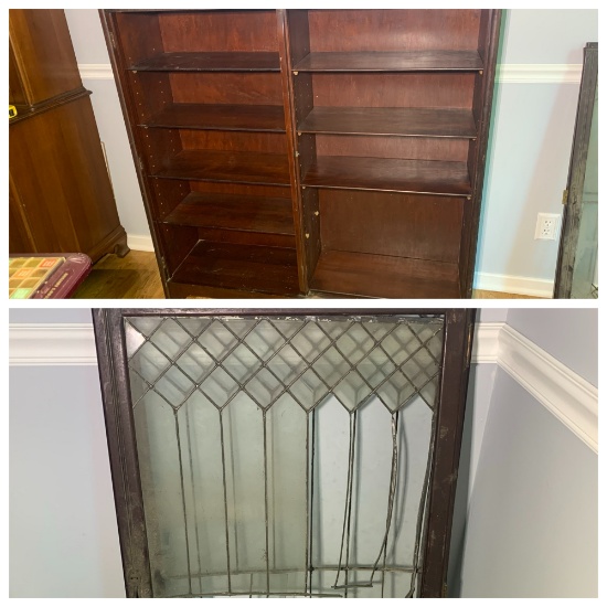 Leaded Glass Front Bookcase.  Needs Repaired.