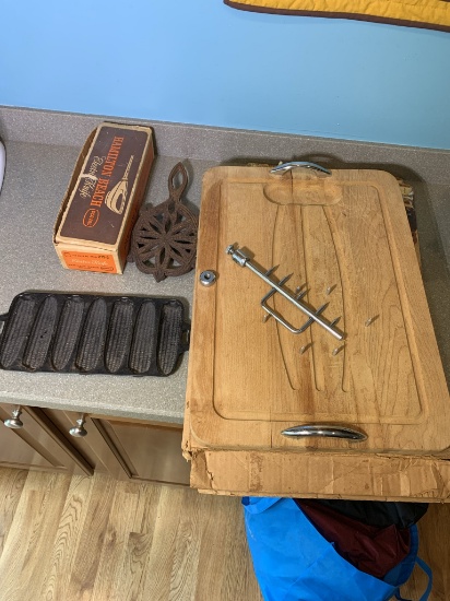 Vintage Hold-N-Carve Carving Board, Placemats, Cast Iron & More