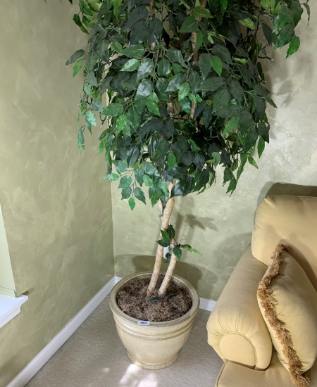 Light up artificial tree in large planter