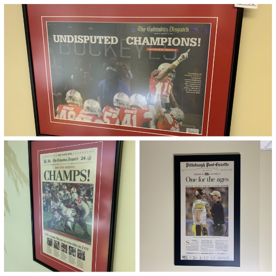 3 Framed Sports newspapers