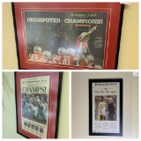 3 Framed Sports newspapers