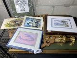 Group lot of Vintage art including tourist pieces