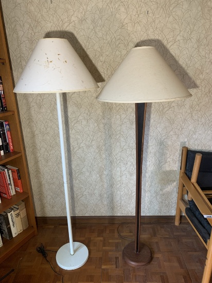 Pair of Floor Lamps.  1 is Mid Century Modern  Style.  No markings Found