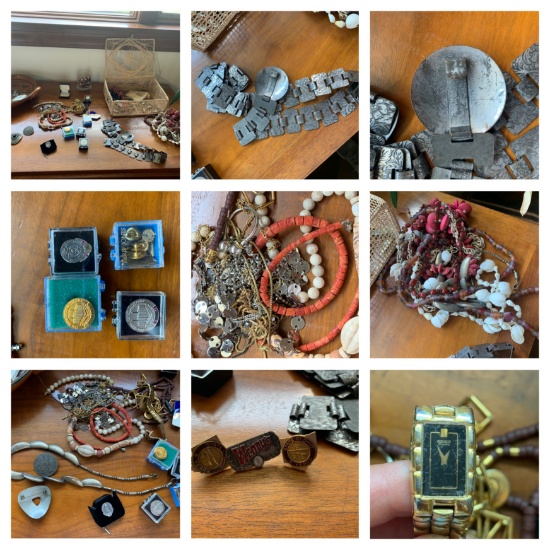 Group of Costume Jewelry & OSU Service Pins.  See Photos