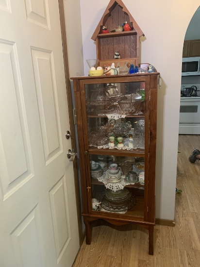 Antique Oak and Glass Curio Cabinet