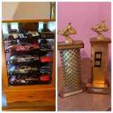 Beautiful Diecast Car Display Stand with Cars & Trophies.