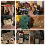 Antique books, Playboys, Stroller, Glassware