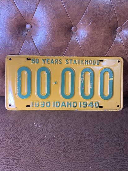 Vintage Idaho 50 Years Statehood License Plate - Sample