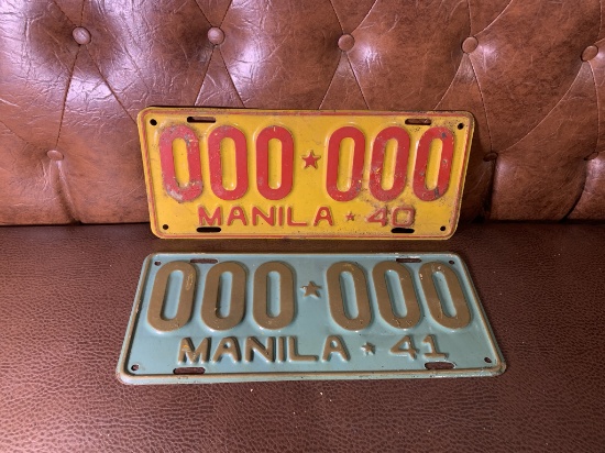 Vintage Manila License Plates 1940 & 1941 - Samples