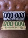 Vintage Manila License Sample Plates 1938 & 1939