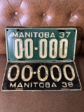 Vintage Manitoba Sample License Plates 1937 & 1938