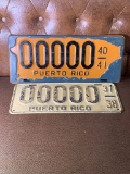 Vintage Puerto Rico 40/41 & Puerto Rico 37/38 License Plates - Samples