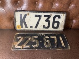 Vintage Foreign Lithuania 1937 & Australia New South Wales License Plates