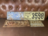 4 Vintage Foreign License Plates - Lima, La Paz, Baja Calif, Middle East.
