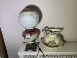 Gone with the Wind Lamp & Wash Bowl with Pitcher.
