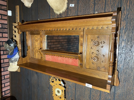 Antique Victorian Wall Shelf with Mirror