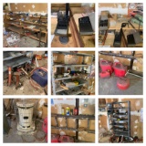 Shelving Units Clean Out, Kerosene Heater, Gas Cans, & More.  See Photos