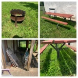 Fire RIng, Picnic Table & Lawn Chairs