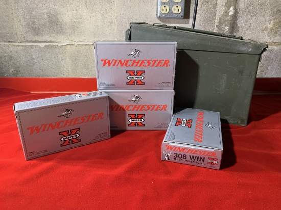 4 Boxes of Winchester 308 WIN 180 Grain. Power-Point Ammunition with Ammo Case
