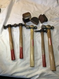 3 Body Hammers, 2 Bal Peen Hammers & 3 Body Dollies