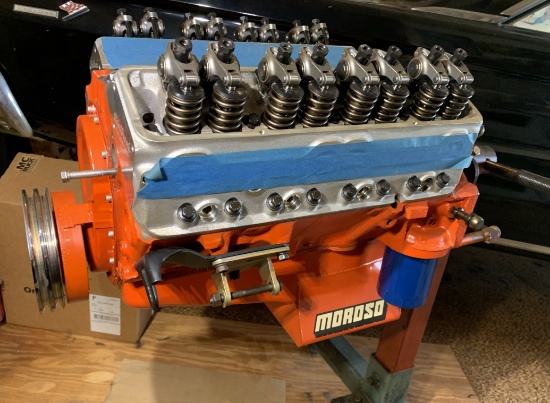 Chevy 350 Engine with Edelbrock Aluminum Heads Model 6089 & Engine Stand