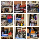 Cleanout Garage Cabinets - Hardware, Assorted Parts, Gas Can, Valve Springs, Bench Vise & More