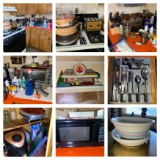 Kitchen Cleanout - Toaster Oven, Microwave, Toaster, Cups, Pans & More