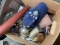 Box of political buttons, smalls, dressing brush and more
