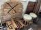 Bamboo stools, drafting table top, bed rails, frames lot